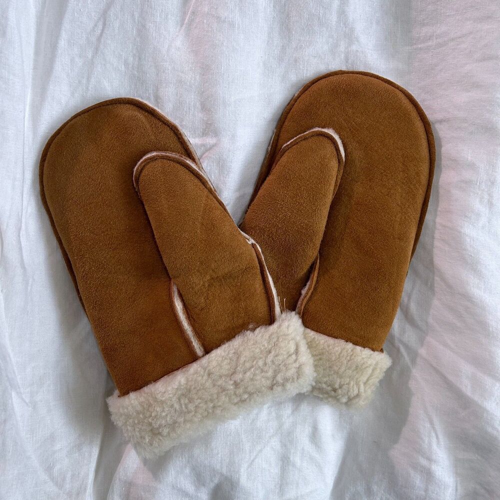 Owen Barry x Madewell Shearling Mittens Brown Sheepskin UK New